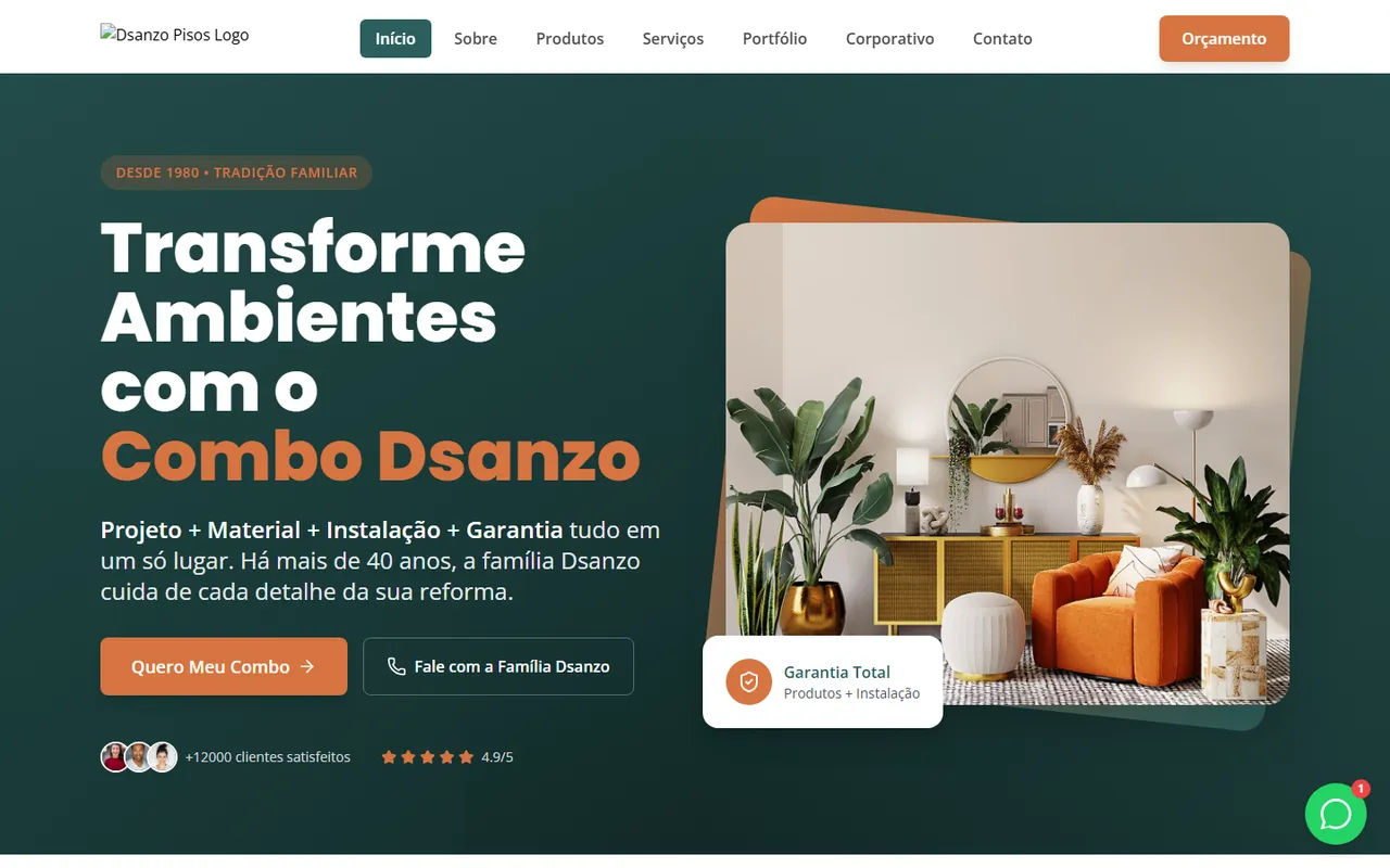 Captura de tela do site D'Sanzo Pisos