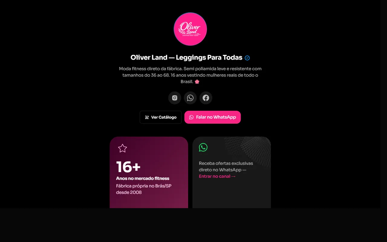 Captura de tela do site Oliver Land